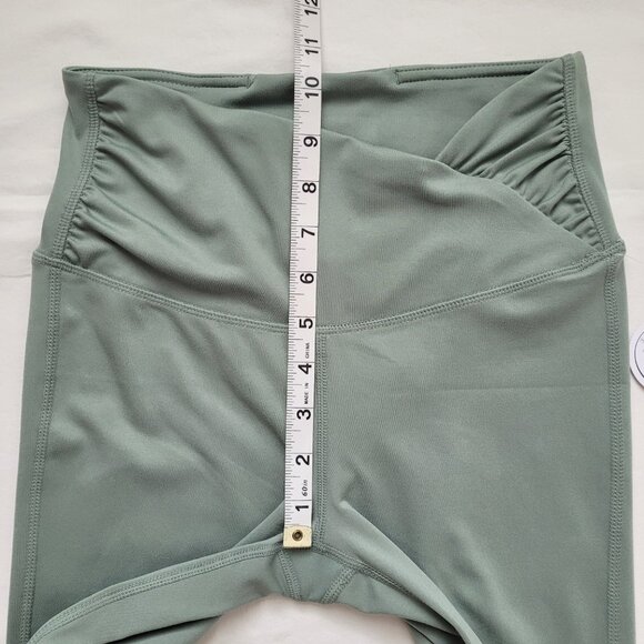 Yogalicious Flare Leggings High Waisted Crossover Ruched Waist Sage Green Sz XS - Picture 7 of 10
